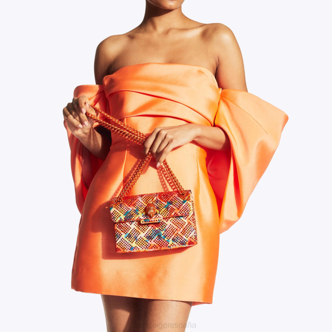 Kurt Geiger mujer Tela de Londres mini Kensington 2LPR13 | bolsas naranja